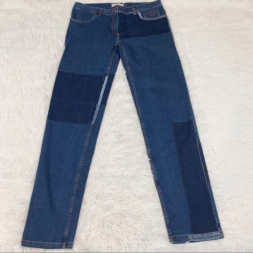 Preen‎ Line New mid rise Venus Boyfriend jeans with patched work stone wash